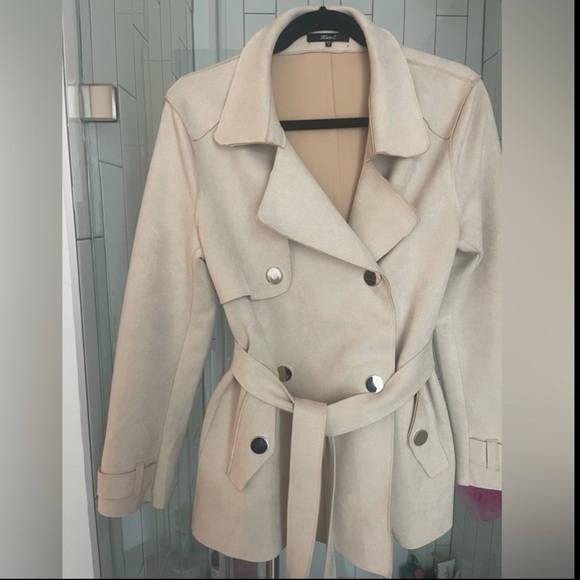 JLUX LABEL FAUX SUEDE BELTED COAT BLAZER USM - Picture 1 of 8